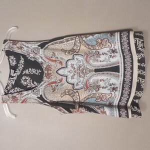 Bila Sleeveless Paisley w Black and Cream Flowers Layered Blouse L